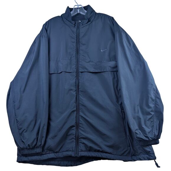 Nike Mens XXL Fleece Lined Jacket Black Full Zip Lightweight - Picture 1 of 9